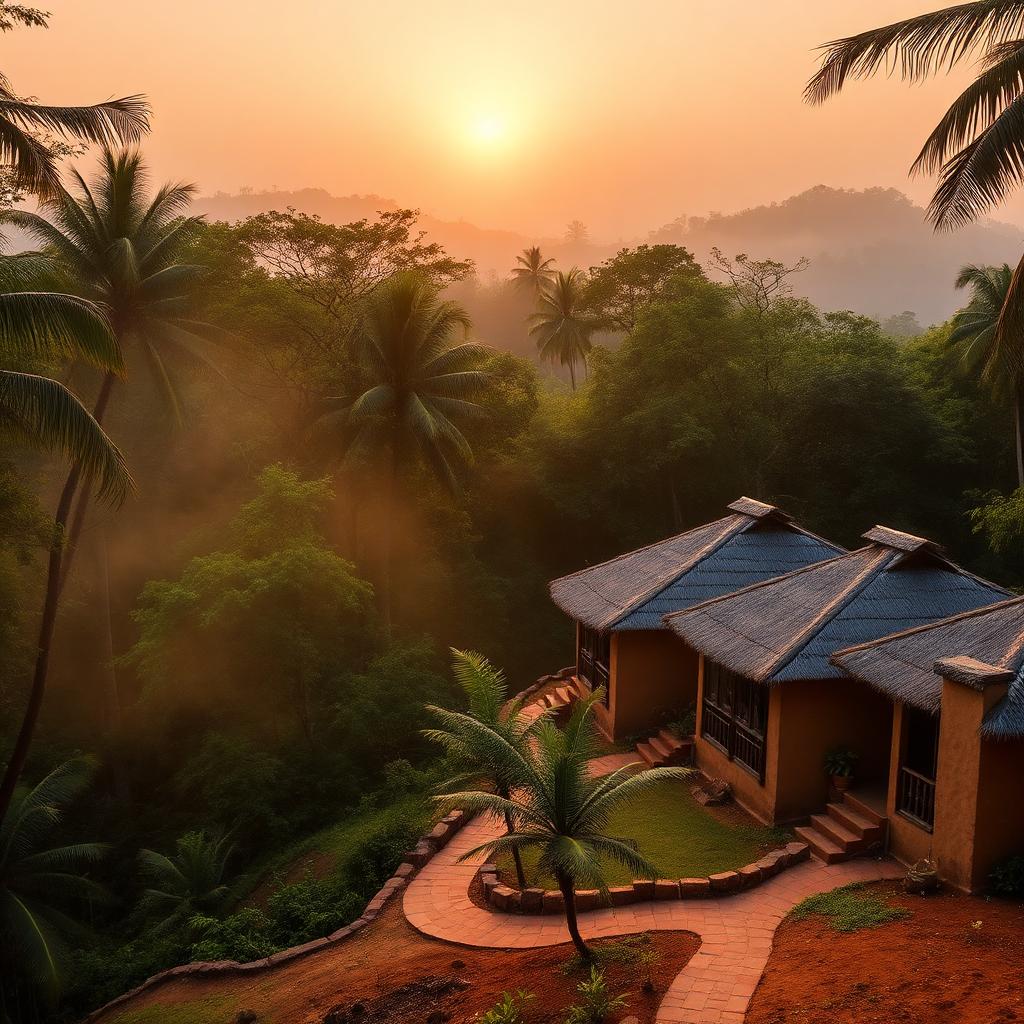 GagaBees Yala mud chalets at sunset